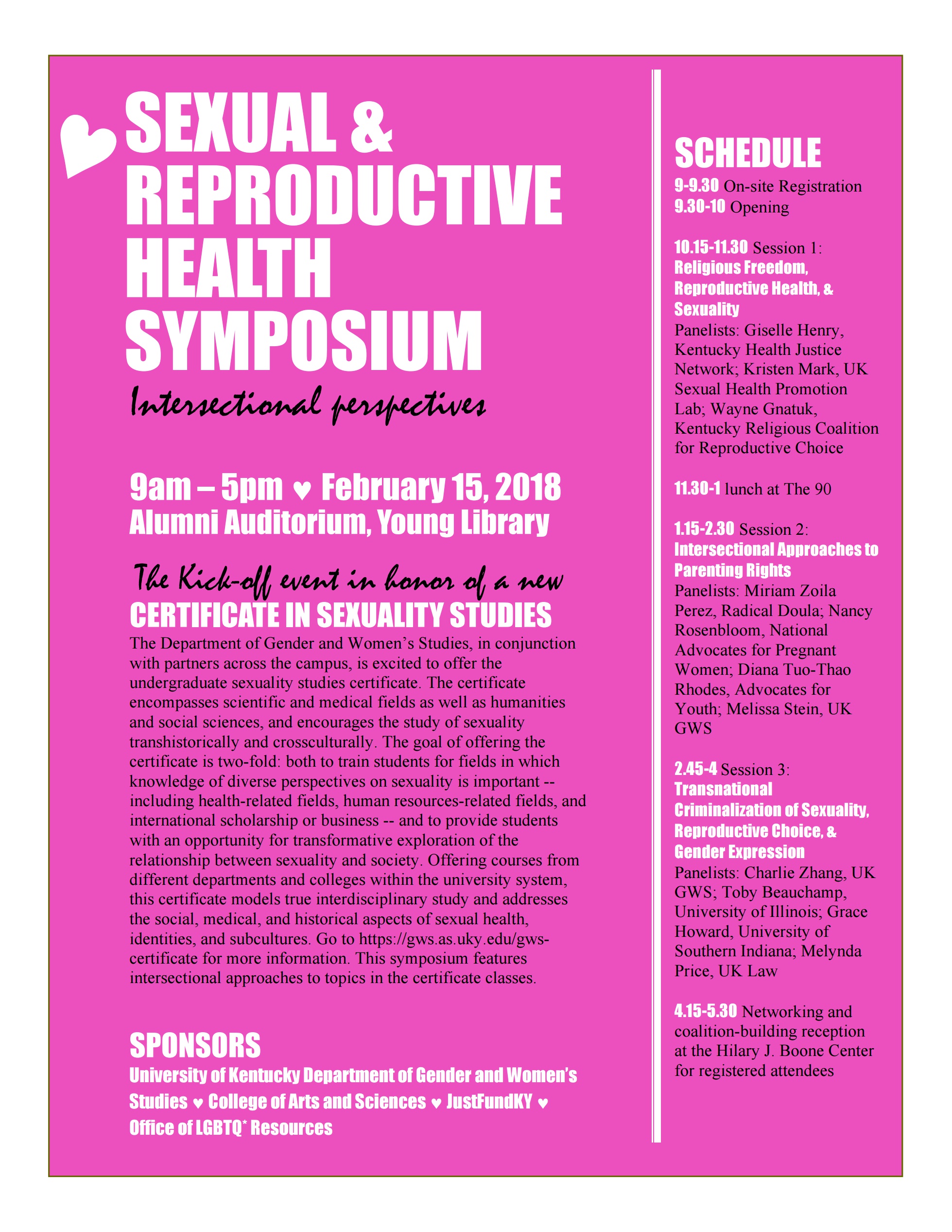 Sexual And Reproductive Health Symposium College Of Arts And Sciences
